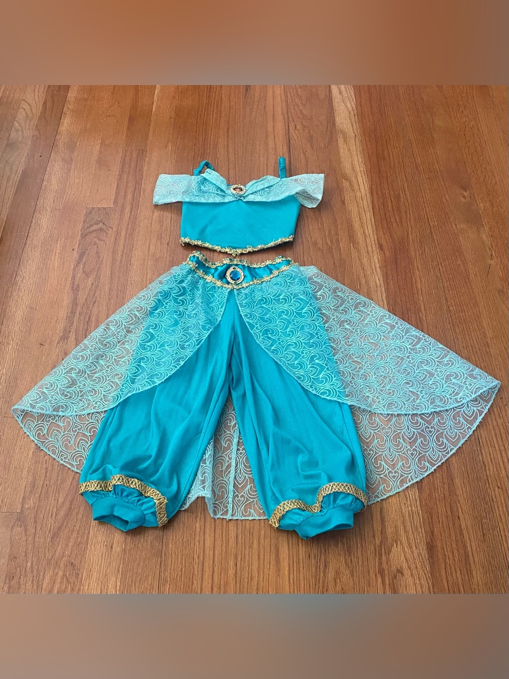 Disney Parks Teal Princess Jasmine Costume Set with Gold Trim